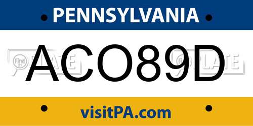 ACO89D Pennsylvania License Plate
