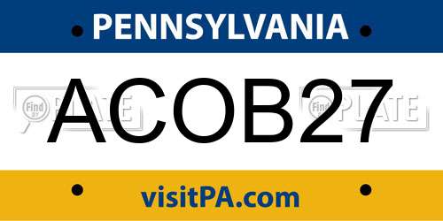 ACOB27 Pennsylvania License Plate