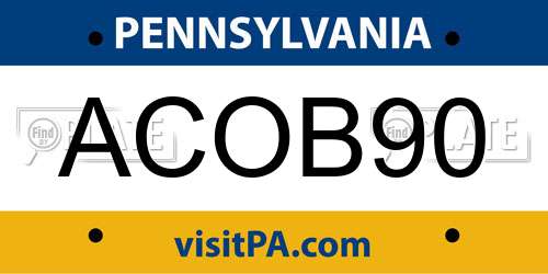 ACOB90 Pennsylvania License Plate