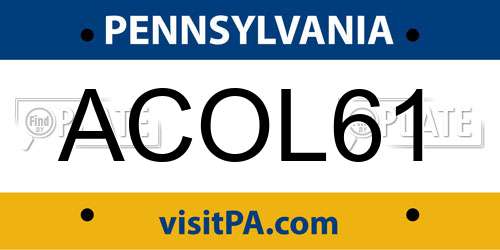 ACOL61 Pennsylvania License Plate