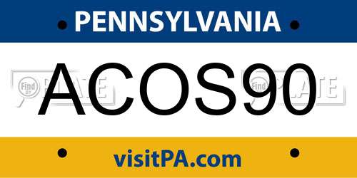 ACOS90 Pennsylvania License Plate