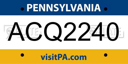 ACQ2240 Pennsylvania License Plate