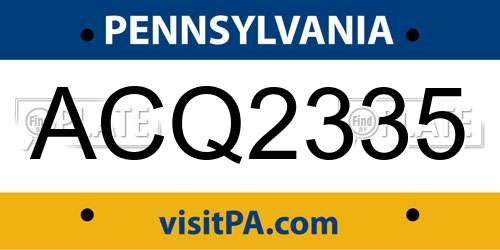 ACQ2335 Pennsylvania License Plate