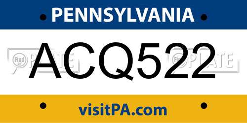 ACQ522 Pennsylvania License Plate