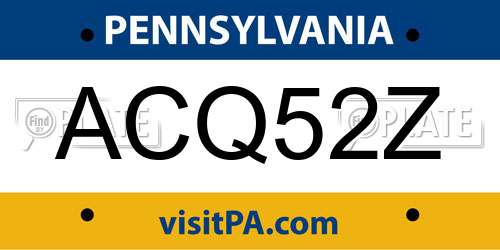 ACQ52Z Pennsylvania License Plate