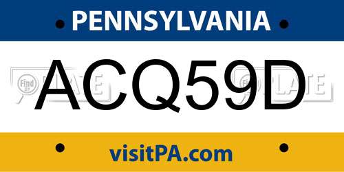 ACQ59D Pennsylvania License Plate