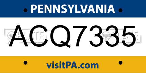 ACQ7335 Pennsylvania License Plate