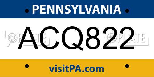ACQ822 Pennsylvania License Plate