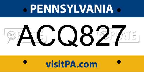 ACQ827 Pennsylvania License Plate