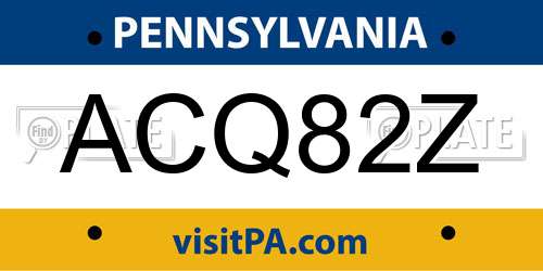 ACQ82Z Pennsylvania License Plate