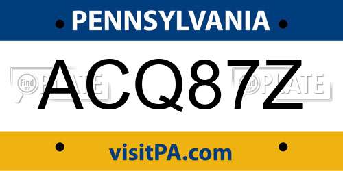ACQ87Z Pennsylvania License Plate