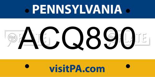 ACQ890 Pennsylvania License Plate