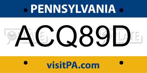 ACQ89D Pennsylvania License Plate