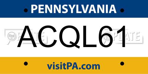 ACQL61 Pennsylvania License Plate