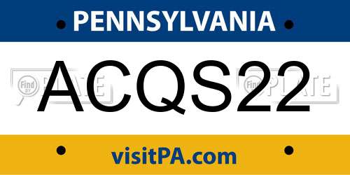 ACQS22 Pennsylvania License Plate