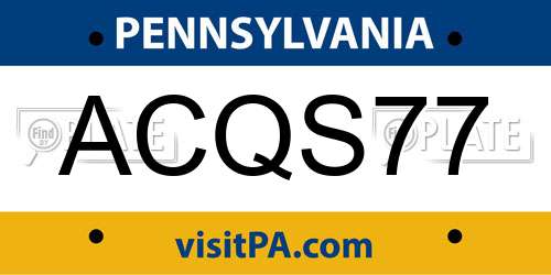 ACQS77 Pennsylvania License Plate