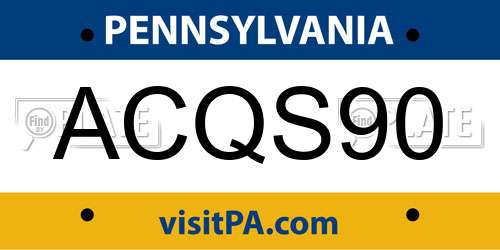 ACQS90 Pennsylvania License Plate