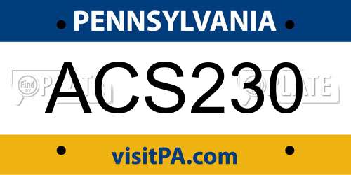 ACS230 Pennsylvania License Plate