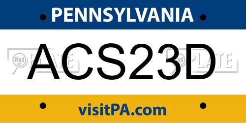 ACS23D Pennsylvania License Plate