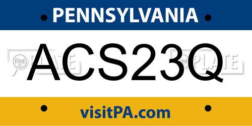 ACS23Q Pennsylvania License Plate