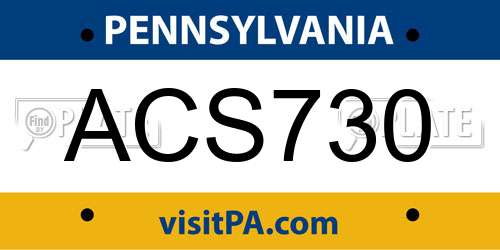 ACS730 Pennsylvania License Plate