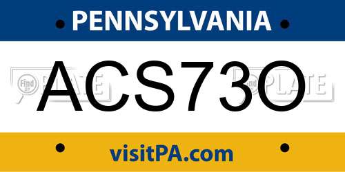 ACS73O Pennsylvania License Plate