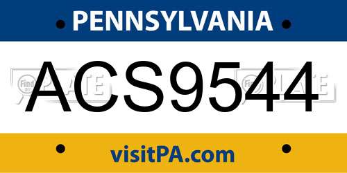 ACS9544 Pennsylvania License Plate