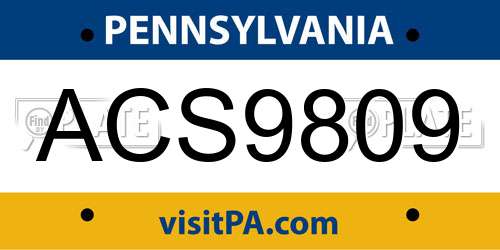 ACS9809 Pennsylvania License Plate