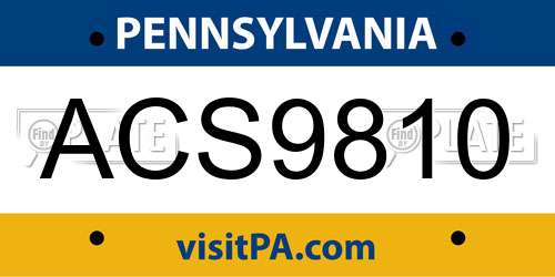 ACS9810 Pennsylvania License Plate