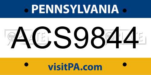 ACS9844 Pennsylvania License Plate