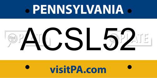ACSL52 Pennsylvania License Plate