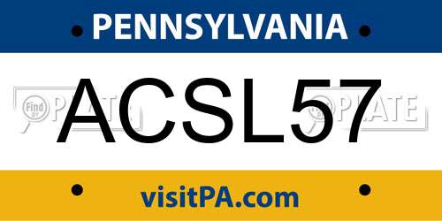ACSL57 Pennsylvania License Plate