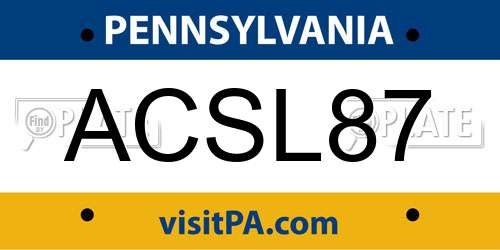 ACSL87 Pennsylvania License Plate