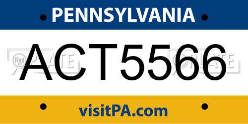 ACT5566 Pennsylvania License Plate