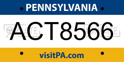 ACT8566 Pennsylvania License Plate