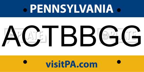 ACTBBGG Pennsylvania License Plate