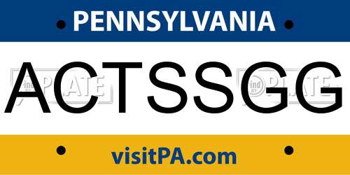 ACTSSGG Pennsylvania License Plate