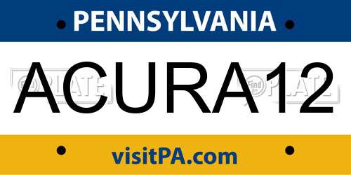 ACURA12 Pennsylvania License Plate
