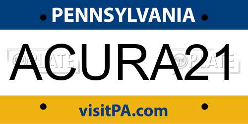 ACURA21 Pennsylvania License Plate