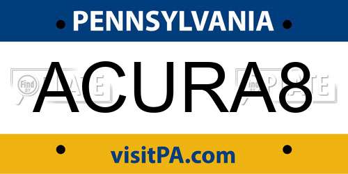 ACURA8 Pennsylvania License Plate