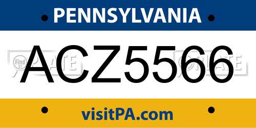 ACZ5566 Pennsylvania License Plate