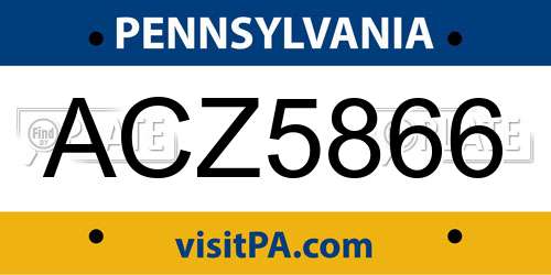 ACZ5866 Pennsylvania License Plate