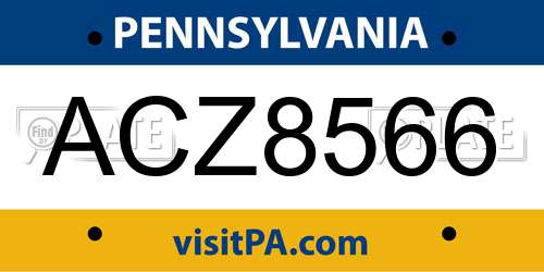 ACZ8566 Pennsylvania License Plate