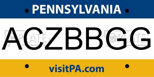 ACZBBGG Pennsylvania License Plate