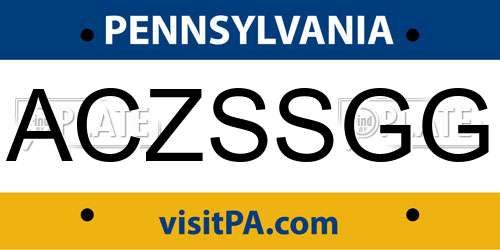 ACZSSGG Pennsylvania License Plate