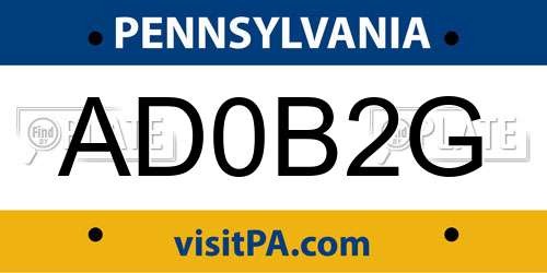 AD0B2G Pennsylvania License Plate