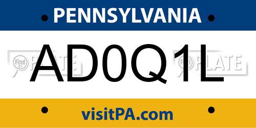 AD0Q1L Pennsylvania License Plate