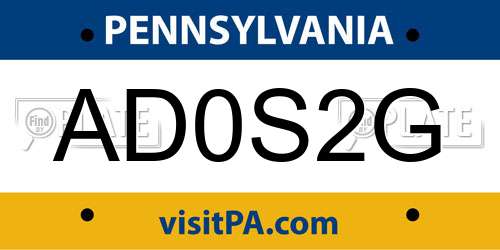 AD0S2G Pennsylvania License Plate