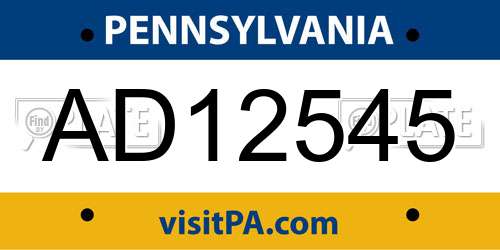AD12545 Pennsylvania License Plate