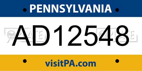 AD12548 Pennsylvania License Plate